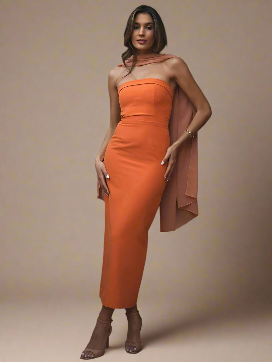 Scarf Collar Strapless Sexy Maxi Dress Women Gown Off-Shoulder Sleeveless Backless Bodycon Club Party Long Dress 2025