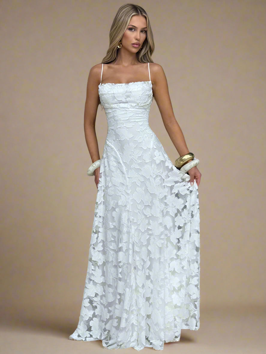 Spaghetti Strap Backless Sexy Maxi Dress Women Gown Fashion Off-Shoulder Sleeveless Lace-Up Evening Club Party Dress