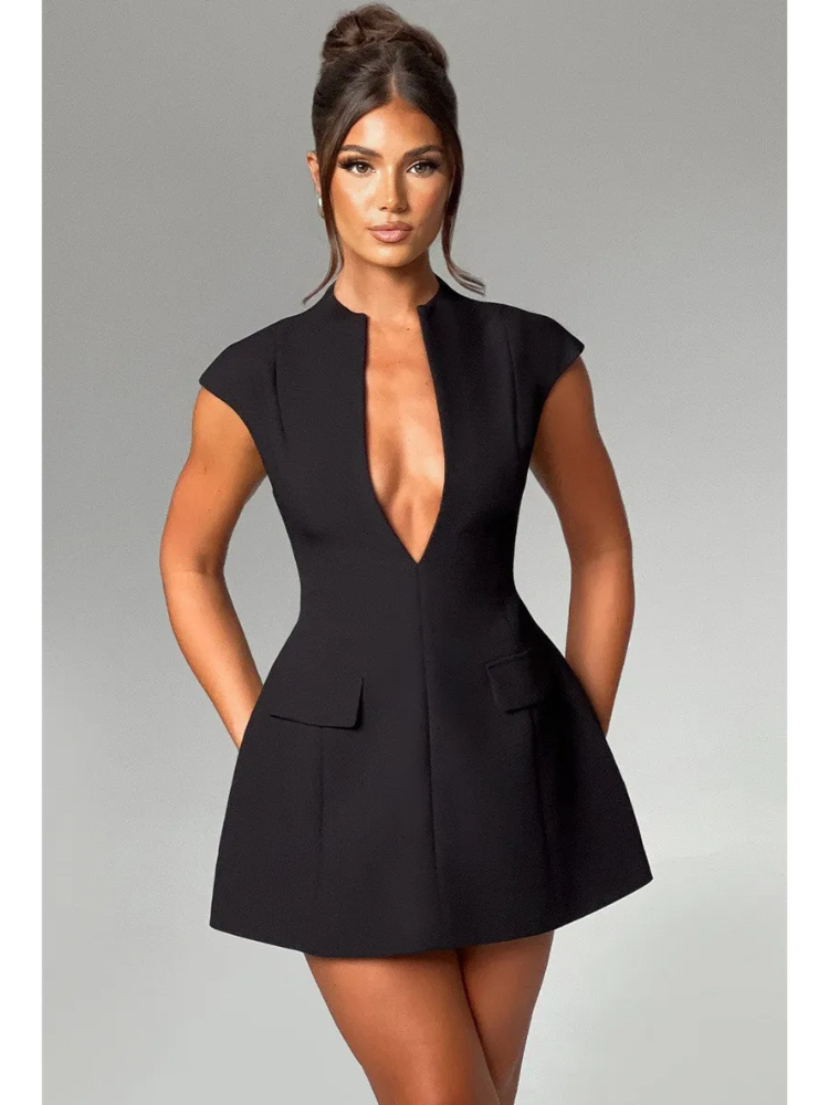 Sexy Deep V-neck A-line Summer Dress Fashion 2025